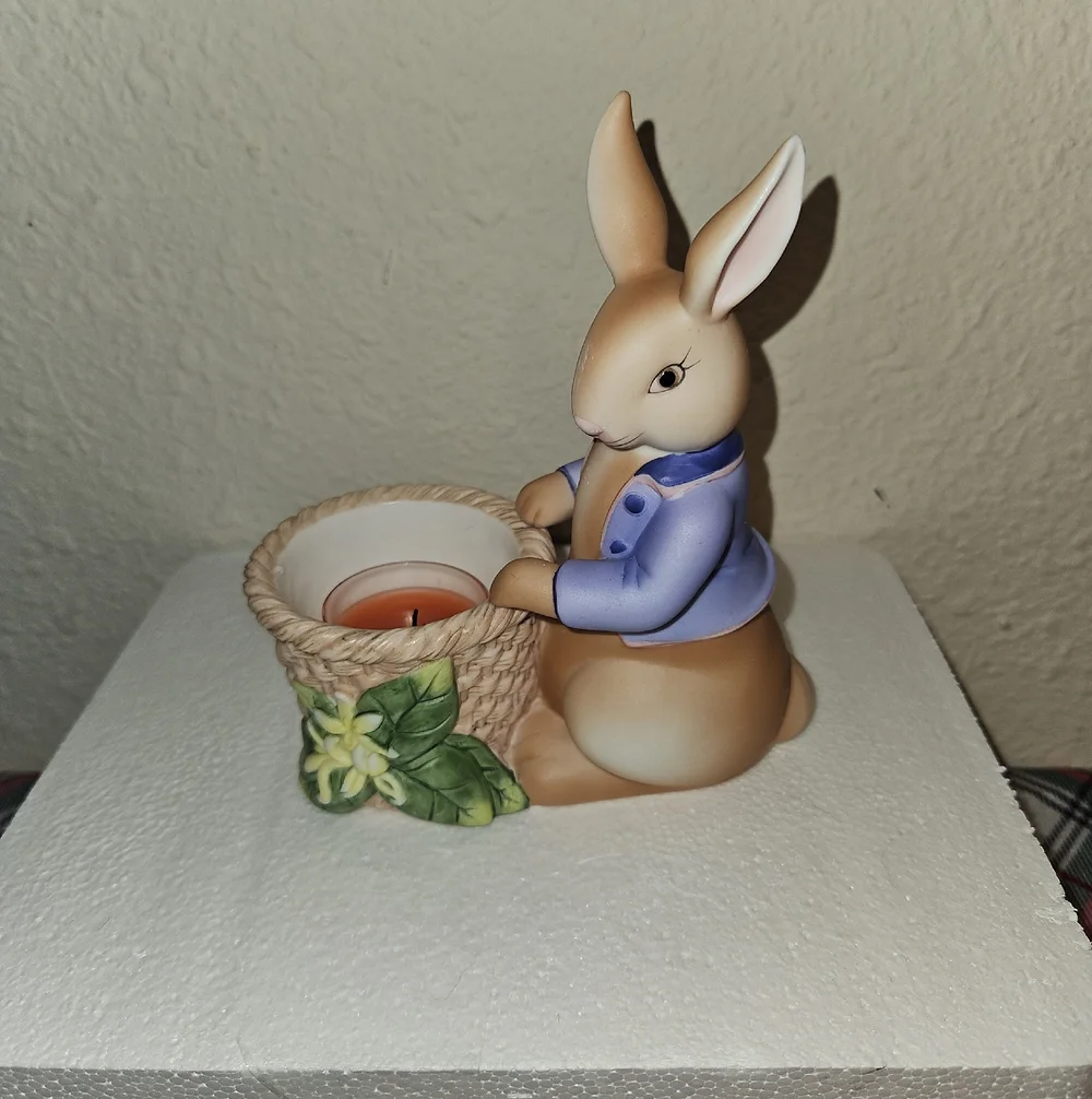 PartyLite Easter Bunny Bertie & Bea Votive Candle Holder Holiday Table Decor Set - Picture 7 of 13